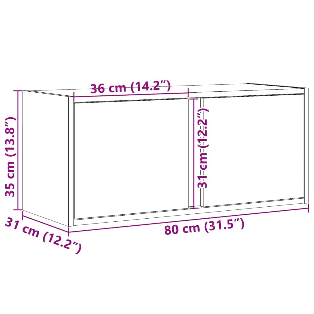 vidaXL TV-Wandschrank mit LED-Beleuchtung Weiß 80x31x35 cm