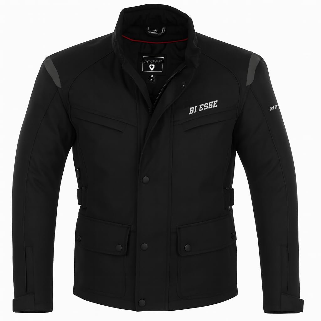 BI ESSE - Chaqueta de moto de cordura para hombre, tejido impermeable, forro térmico extraíble, protecciones certificadas.