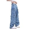 Baggy Cargo Pants for Womens Mens Y2K Loose Low Rise Wide Leg Jeans Harajuku Streetwear Clothes