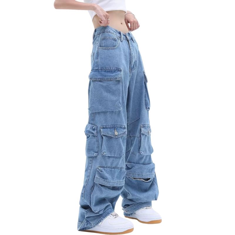 Baggy Cargo Pants for Womens Mens Y2K Loose Low Rise Wide Leg Jeans Harajuku Streetwear Clothes2