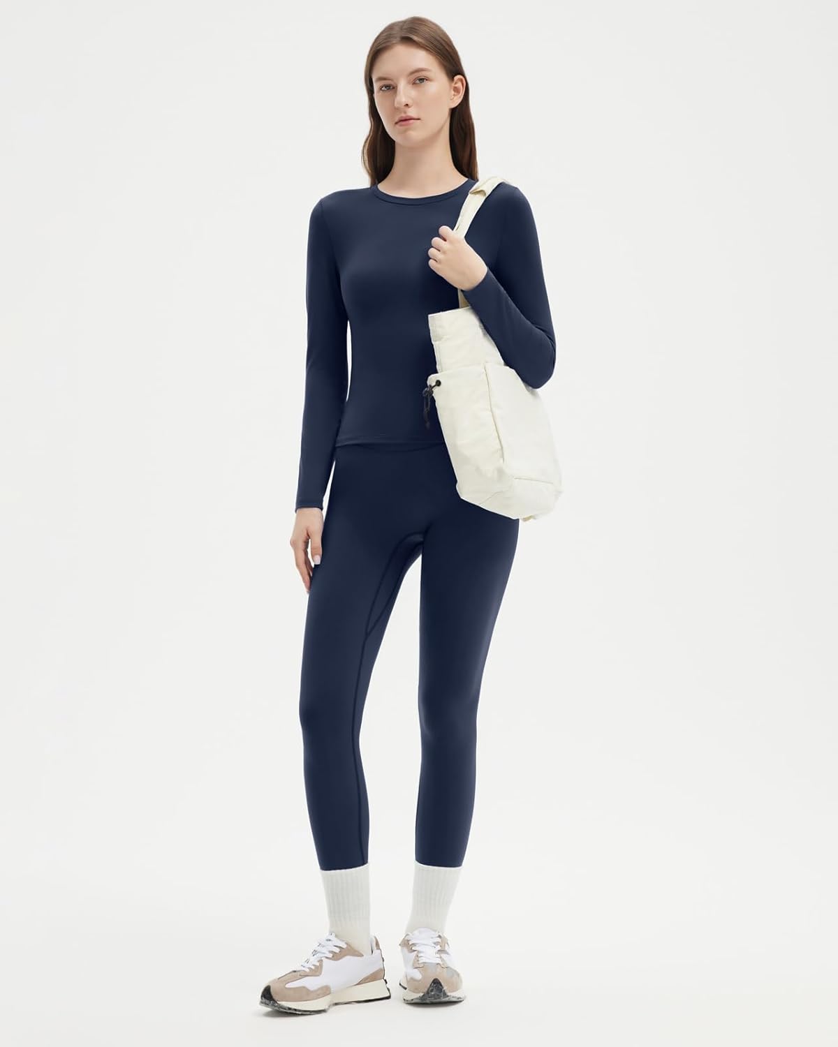 SUUKSESS Women 2 Piece Workout Set Tummy Control Legging Long Sleeve Workout Top - Image 6