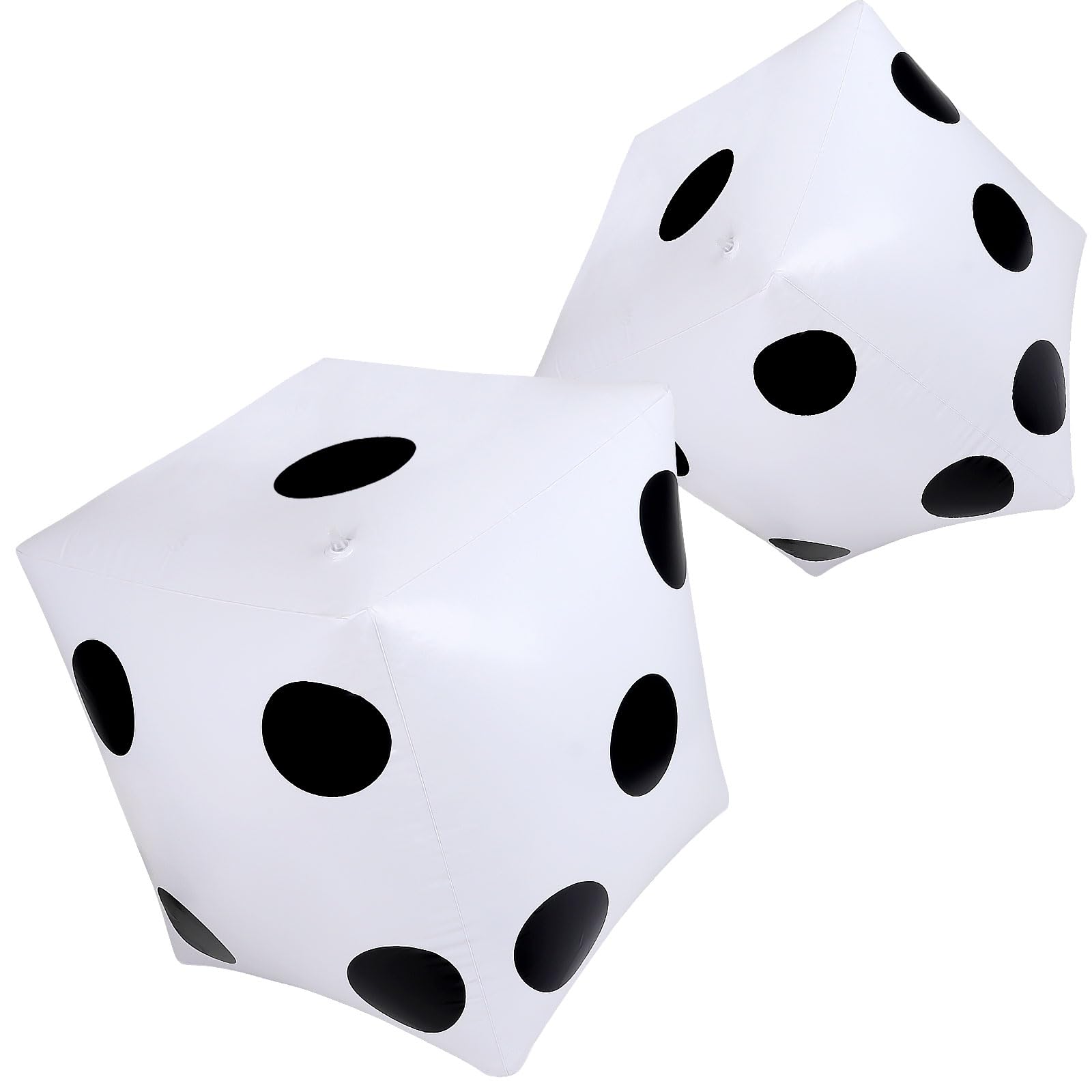 CCINEE 2 PCS Jumbo Inflatable Dice, 20 Inch White and Black Giant Inflatable Dice Balloons for Indoor Outdoor Broad Game Ludo Lawn Beach Pool Party