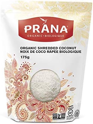 Prana Organic – Fine Shredded Coconut | Source of Fibre | KETO | Non-GMO, Gluten Free, Vegan Snack | No Added Sugars or Sulphites | 175g