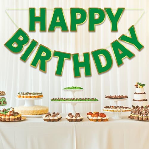 Image of Pre-Strung Happy Birthday Banner - Green Party Decorations