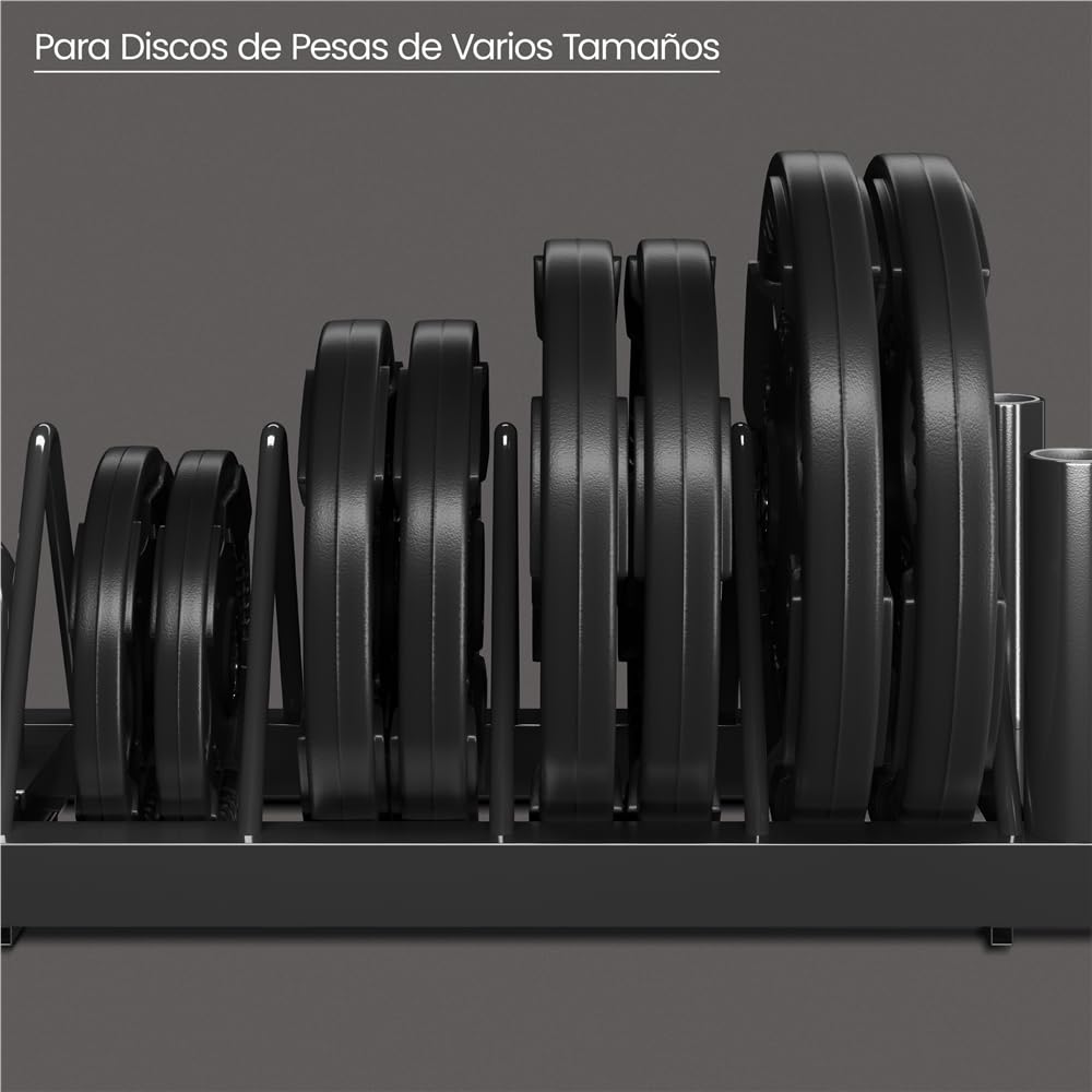 Yaheetech Soporte para Discos Olímpicos Horganizador de Placas | Organizador de Pesas Discos, de 4 Ranuras para Placas, Soporte de Planchas para Fitness Gym Negro