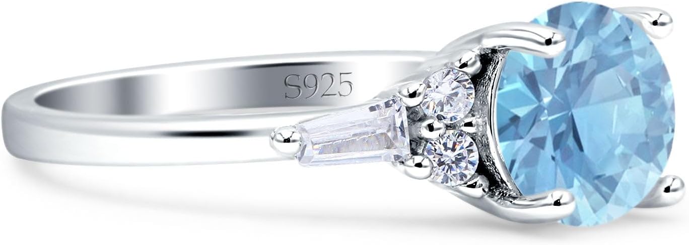 OMRANII Art Deco Round Shaped Vintage Style Tapered Baguette Cubic Zirconia Marquise Designer Wedding Engagement Ring Solid 925 Sterling Silver