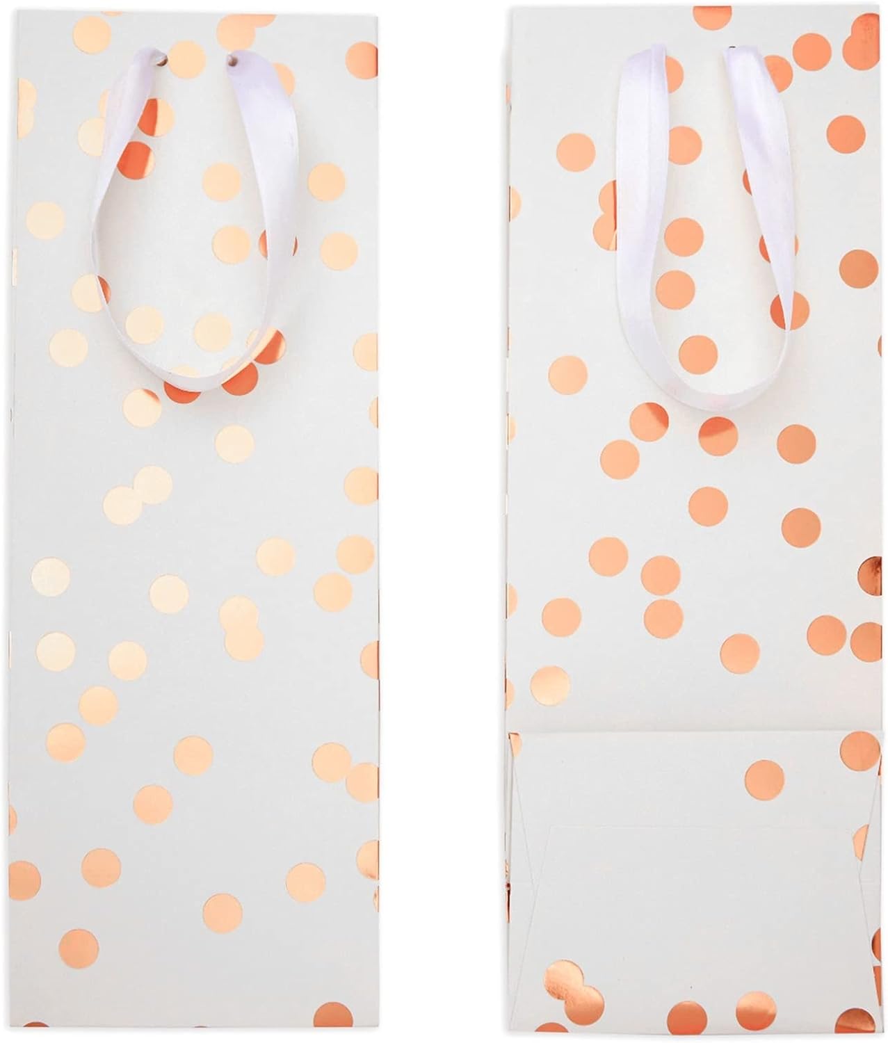 Sparkle and Bash Wine Gift Bags - Polka Dot Foil Style & Assorted Wine Bags for Gifts - Complete Wrapping Set with Tissue Paper & Ribbon Handles - Pack of 12-13.8x5x4 in - 3 Designs