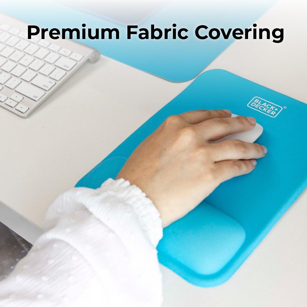 BLACK+DECKER Ergonomic Mouse Pad Wrist Support - Comfortable Mouse Pad Wrist Rest - Wrist Relief Gel Mousepad - Non-Slip Base Aesthetic Mousepad for Gaming, Home, Office - Perfect for Computer, Laptop