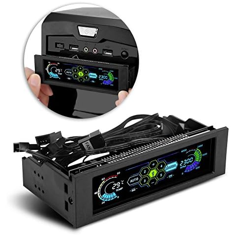 V BESTLIFE Fan Speed Controller PC Computer Fan Controller CPU Temperature Sensor Computer Cooling Drive Bay Front LCD Panel Cover