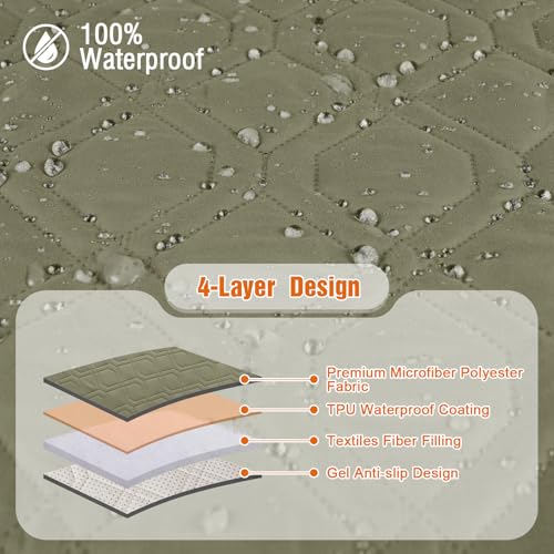 Image of VANSOFY 100% Waterproof Recliner Chair Covers, Recliner Cover Non-Slip Dog Chair Cover Furniture Protector Washable Slipcover with Pocket, Elastic Straps for Pets, Dogs(Olive Green, 25 inch)