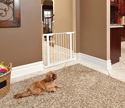 MidWest 29" High Walk-thru Steel Pet Gate, 29" - 38" Wide in Soft White