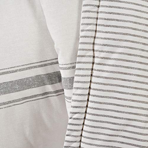 Image of Lush Decor Farmhouse Stripe Reversible Throw, Single, 50 inch W x 60 inch L, Gray - Throw Blanket For Bed - Soft Blanket - Couch Throw - Rustic Farmhouse Decor