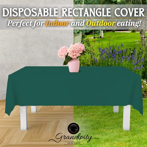 Image of Grandipity 24 Pack Premium Disposable Plastic Tablecloth 54 Inch. x 108 Inch. Decorative Rectangle Table Cover - Dark Green