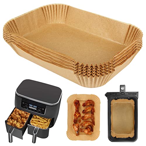 BYKITCHEN Air Fryer Liners Disposable for Ninja Dual/Tower Airfryer Accessories Air Fryer Paper Liners Compatible with Ninja AF300UK AF400UK & 9L 2 Drawers Fryers (50pcs)