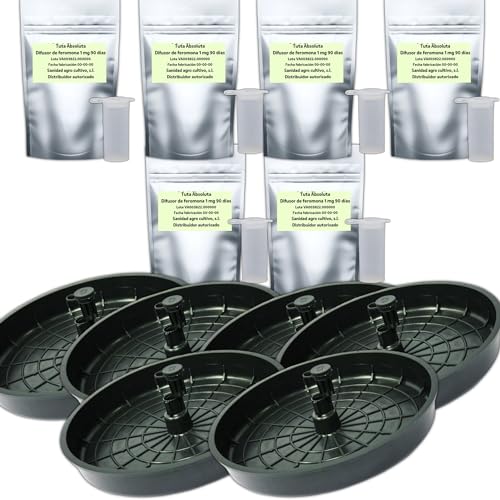 Bricoloco Kit Sistema antiplaga Tomates con Trampa y Difusor de feromona Sexual para Captura masiva de la Polilla de Tomate (Tuta Absoluta) Efectivo 60-90 días para 500 m2 (6)