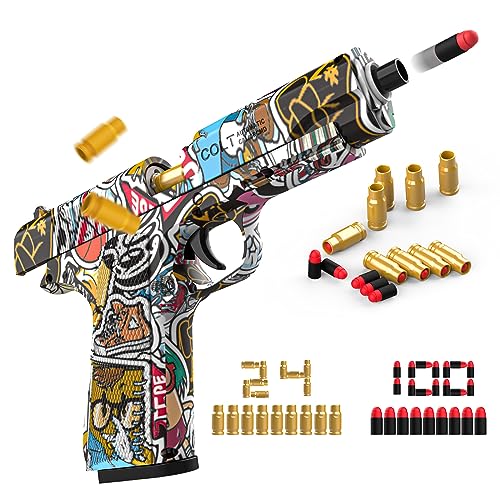 Pistola Juguete para Niños 3 4 5 6 7 8 9 10 Años, Blaster Gun con 100 Balas de Espuma Suave, Juegos de Tiro, Regalos de Cumpleaños Navidad Pascua