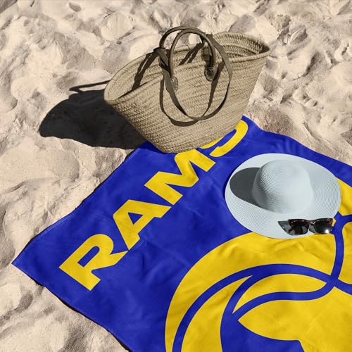 Image of Northwest NFL Los Angeles Rams Microfiber Beach Towel, 30 x 60 Inches - Quick Dry, Sand Resistant, Lightweight, Highly Absorbent, Incisor Design