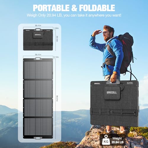 GRECELL 350W Portable Solar Panel for Power Station, Foldable Solar Panel, High-Efficiency Waterproof Solar Charger Power Backup with XT60/Anderson Output for Outdoor Van Camper Boat Off-Grid - Image 6