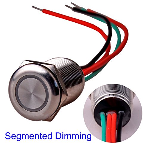 Ulincos Touch Switch Ut19F1 Segmented Dimming Switch Dc 6V To 24V Blue Led Suitable For 19Mm 3/4" Mounting Hole #TOP4
