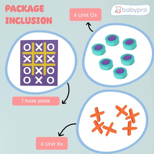 Image of BabyPro Tic Tac Toe Toy, XOXO for Learning, Toys for 3+ Year Old, Skill Toy, Birthday Gifts for Boys & Girls, Cross and Zero, Ready to Play, Safe & Non-Toxic