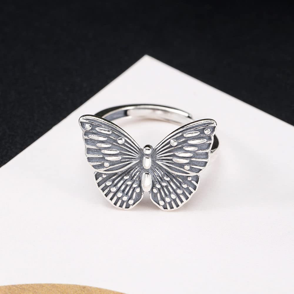 HGJH Anello in Argento 925 da Donna,Anelli Regolabili per Donna Farfalla Anello in Argento Sterling 925 retrò FEDI Nuziali in Argento Vecchio Stile per Donna Anelli Eternity Anelli da Donna Regalo