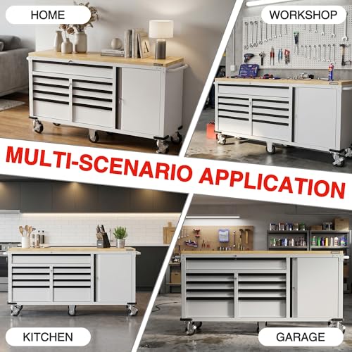 Image of WORKPRO 72 inch x 22 inch Rolling Tool Cabinet, 9-Drawer & 1-Door