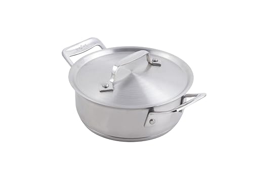 Bon Chef 60027 Cucina - Cacerola redonda de acero inoxidable lista para inducción con tapa, capacidad de 36 onzas, 6 pulgadas de diámetro x 2-1/2
