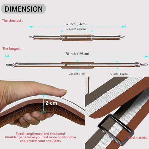 Image of ZINZ Shoulder Strap Universal Bag Strap - 78 inch Ultra-Thick Padded with Dual Balanced Adjustable Buckles for Briefcase, Travel, Sports, Laptop, Crossbody Bag,Stripes-BrWGy