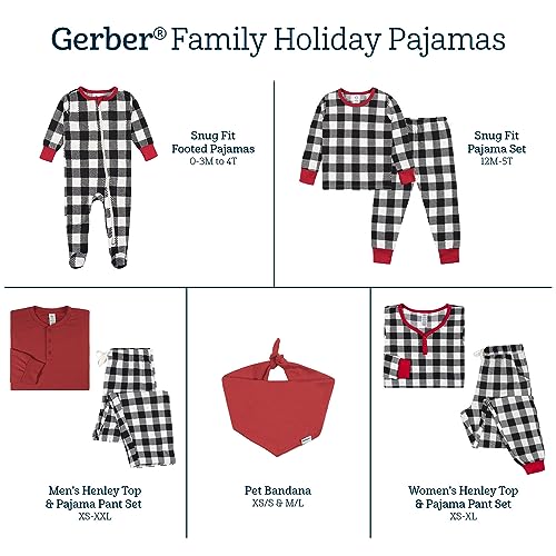 Gerber Holiday Family Matching Pajamas, Toddler 1-Piece, Black/Red Buffalo Check, 4T - image 7