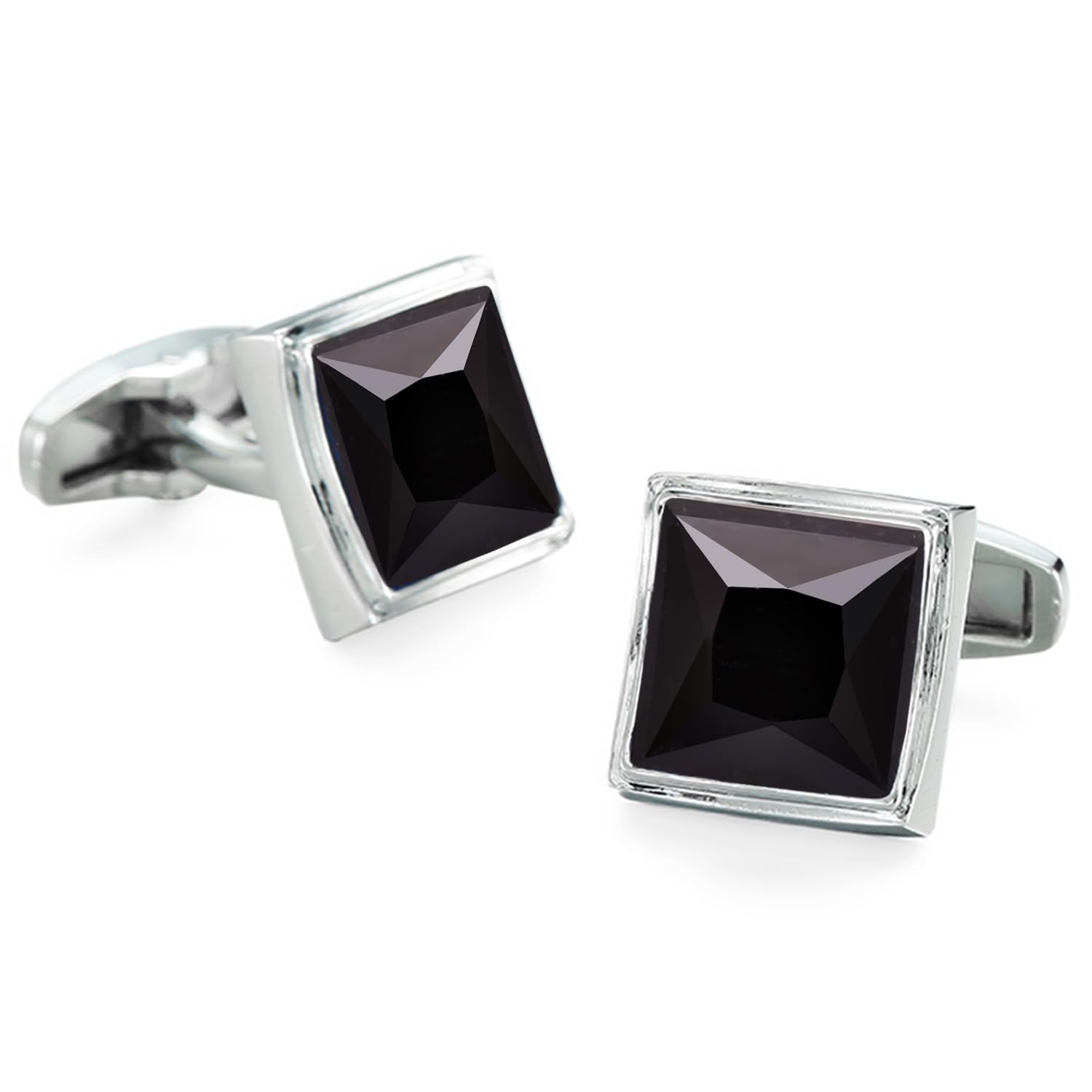 Peora Silver Plated Black Crystal Cufflinks Wedding Business Accessories for Men Boys - Valentines Gift for Him (B0CT5X26KF) Amazon Price History, Amazon Price Tracker