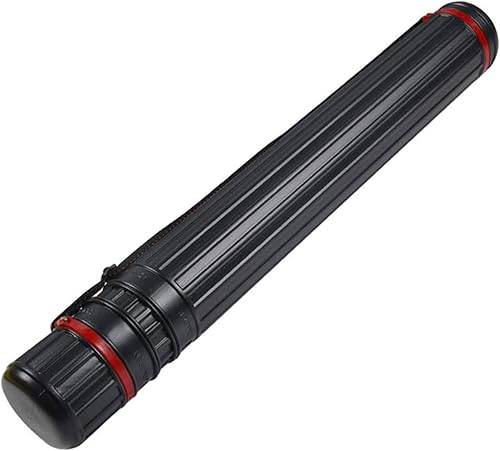 DEWEL Tubo de dibujo, estuche telescópico, tubo de plástico grande, color negro, de almacenamiento, se expande de 24 a 40 pulgadas, tubo de plástico