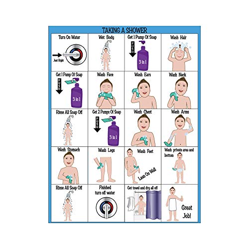 All New! ABA/OT Approved Step-by-Step 9X12" Set of 5 Visual Schedules. Potty Training, Bathing, Shower, Teeth Brushing, Hand Washing.for Autism/Special Needs. Independent Living & Personal Hygiene - Image 7