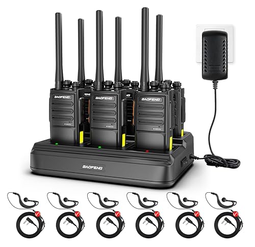 Image of BAOFENG VBT-888S Plus Upgraded Long Range Walkie Talkies 6 Pack, Type-C 1500mAh Rechargeable Two Way Radios Walkie Talkie with Earpieces & 6 Way Gang Charger for Adults, School, Church, Warehouse