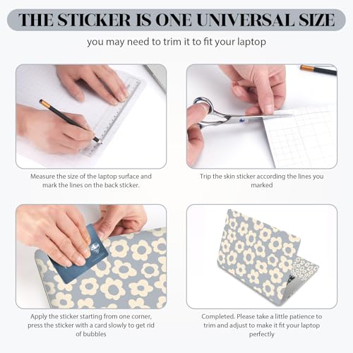 Image of 12 13 13.3 14 15 15.4 15.6 inch Laptop Skin Sticker Protector Cover Decal, Blue Flower Laptop Notebook Vinyl Skin Sticker Cover Personalized Soft Art Case
