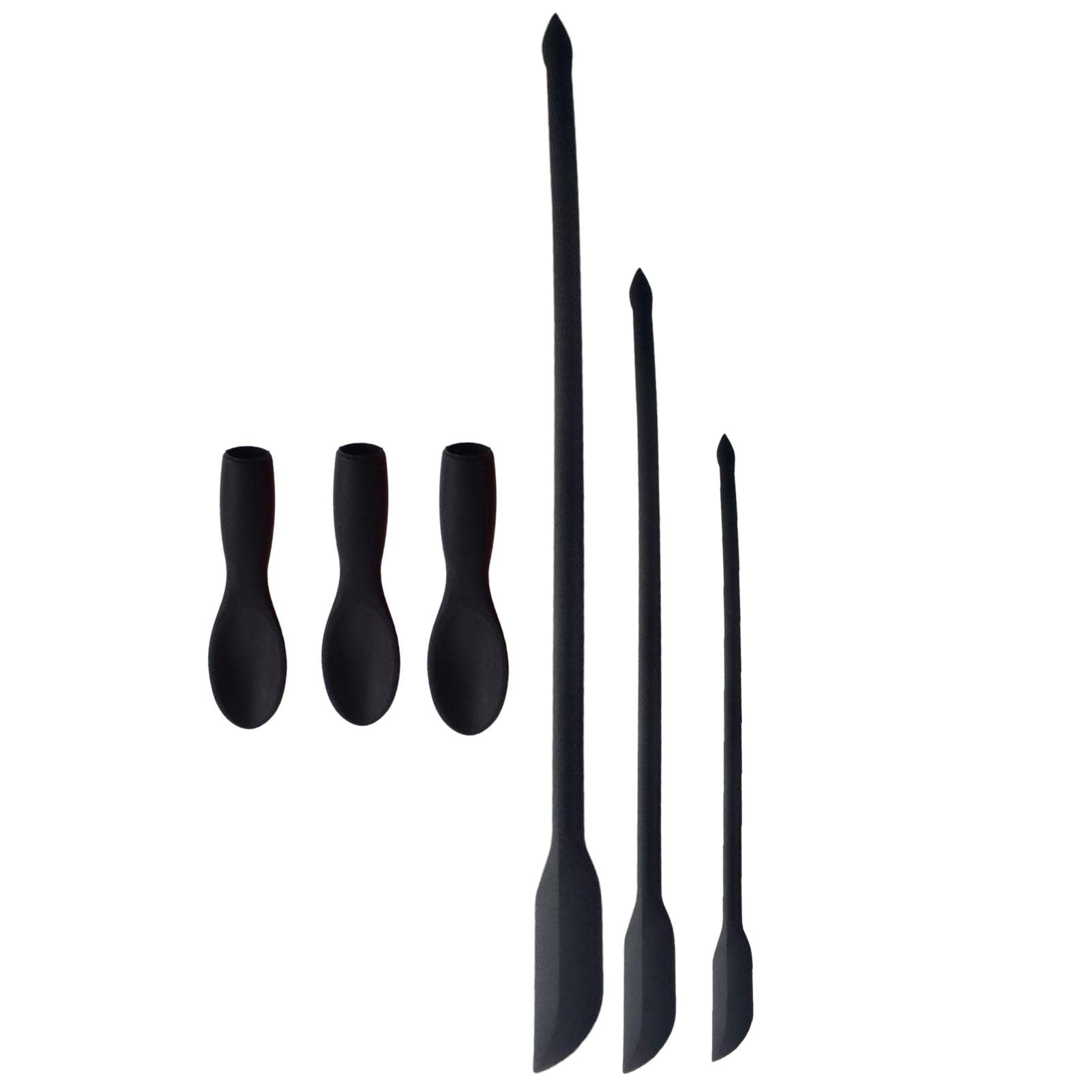 Blue Fish Black Silicone Spatula Set - Two-Sides Hardened Sturdier Silicone Spatula - Small Spatulas Tiny Scraper For Jar, Kitchen Bottles, Cosmetics