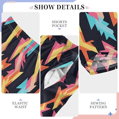 Boys' Pants Doodle Colorful Lightning Bolts Long Bottoms Jogger Pants Elastic Waist Trousers with Pockets S-XL4