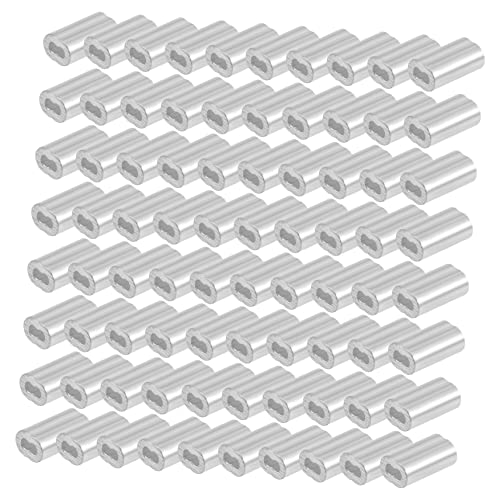 Ciieeo 100Pcs Aluminum Crimp Loop Sleeve Double Shape Crimping Fittings for Wire Rope and Reliable Aluminum Sleeves for Cable Clamping and Rigging Applications