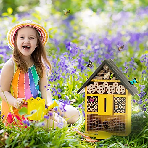Wooden Bee House Insect Hotel, Outdoor Ladybug House, Butterfly Wood Room, Handmade Bee Butterfly Ladybirds Habitat For Garden, 12 X 9 X 3 Inch #TOP5