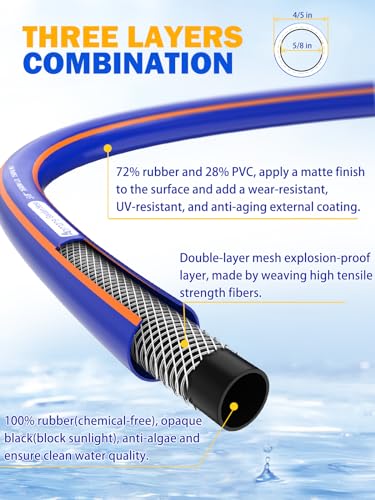 Abimars-Garden-Hose-with-Swivel-Handle-25-ft-x-58-in-Flexible-Hybrid-Rubber-Water-Hose-with-Solid-Brass-Connectors-Lightweight-Blue-500psi-Burst-Pressure