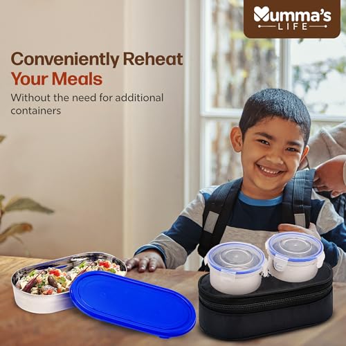 Image of Mumma's LIFE Stainless Steel Lunch Box Suitable for School, Offices and picnics(280 ML) (Black) (MUSKI)