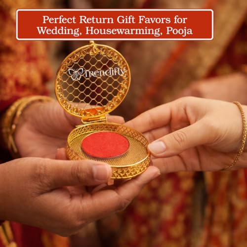 Image of Trendifly Metal Round Gold Silver Coin Cash Shagun Box | Decorative Ring Coin Sikka Storage Gift Box | Wedding Pooja Baby Shower Housewarming Shagun Rakhi Raksha Bandhan Return Gifts