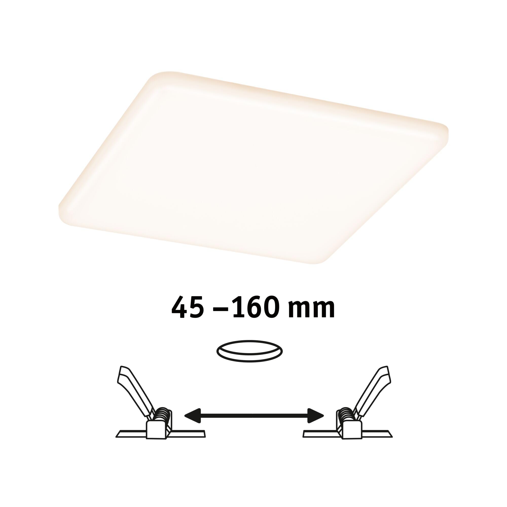 Paulmann 95379 panel LED, oprawa wpuszczana Veluna VariFit, IP44 White Switch 185x185mm czworok., w kompl. oprawa sufit.1x14 W przezr.tw.szt.3000 K