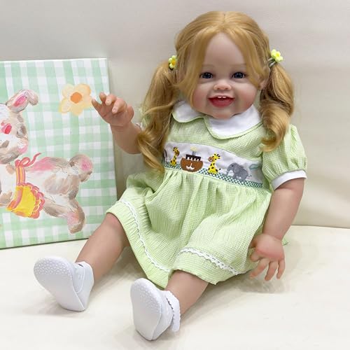 YIHANGG 60cm Reborn Baby Puppe Kleinkind Wurzeliges Blondes Haar Lebensecht Mädchen Prinzessin Puppe 3D-Malerei mit Sichtbaren Adern Geschenk Sammlungen – Bild 5