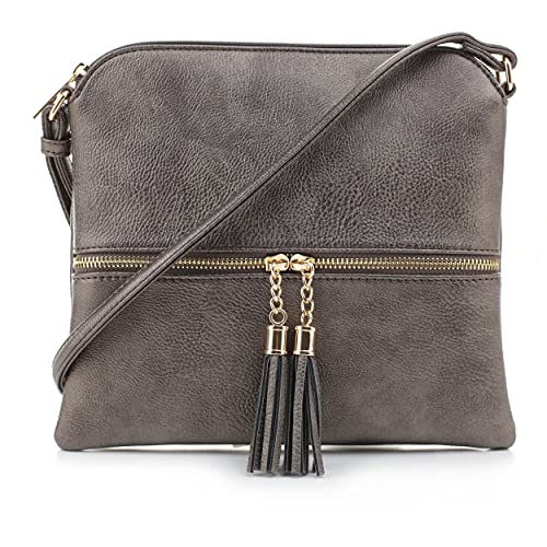 Image of SG SUGU Lightweight Medium Crossbody Bag Shoulder Bag with Tassel and Zipper Pocket
