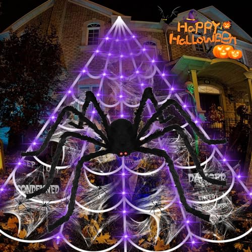 MACTING Halloween Spider Web Decorations Outdoor, 16.4FT Giant Spider Web