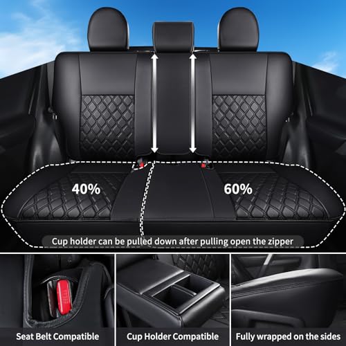 Image of Huidasource Car Seat Covers Fit for Toyota RAV4, Full Coverage Waterproof Leather Seat Cushion Covers Full Set Fit for 2013-2018 Toyota Rav4 XLE LE XLE Premium Limited (Not for Hybrid, Black)