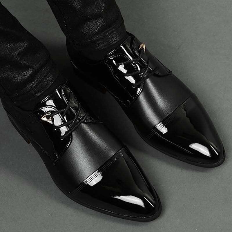 Men's Breathable Comfortable Business Lace Up Oxford Shoes Fashion Classic Round-Toe Low Top Leather Dress Shoes3