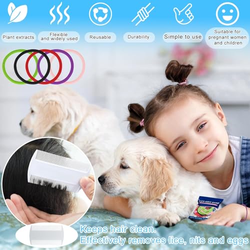 60 Stück Anti Laus Haargummi Set Mit Läusekamm Gegen Kopfläuse Buntes Elastisches Anti Läuse Haargummi Enthält Ätherische Öle Täglichen Haarschmuck für Frisch Duftendes Haar