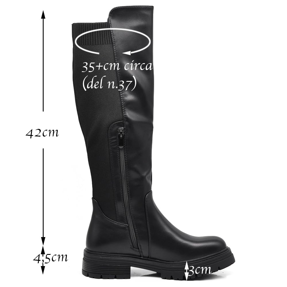 IF Fashion Stivali Scarpe da Donna Tessuto Stretch Polpaccio Elasticizzato G663
