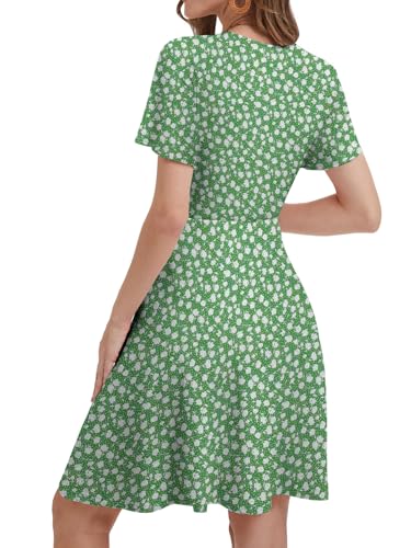 Image of MixShe Sundresses for Women 2026 Floral Summer Elegant Beach Classy Fashion Casual Outfit Plus Size Floral Green X-Large